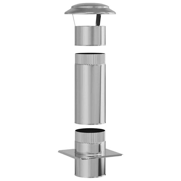 vidaXL Chimney Extension Silver 25 x 25 x 65 cm Stainless Steel