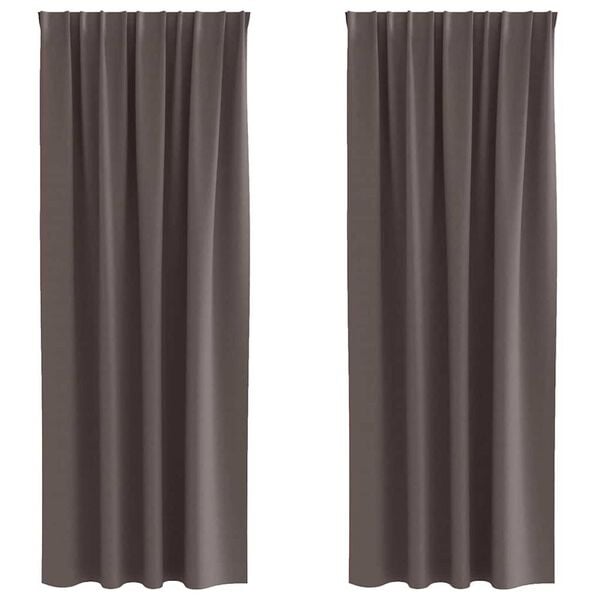 vidaXL Blackout Curtains with Rings 2 pcs Dark Brown 225 x 140 cm