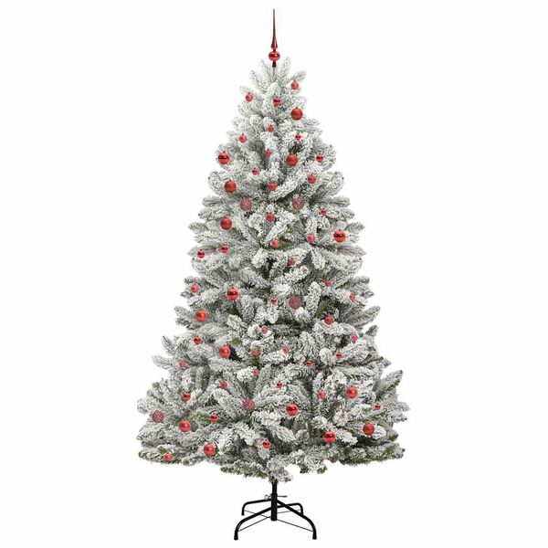 vidaXL Artificial Christmas Tree Green and White 210 cm PVC and Metal