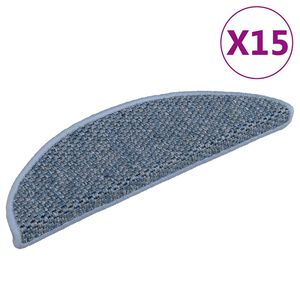 vidaXL Stair Mat | Set of 15 | Blue