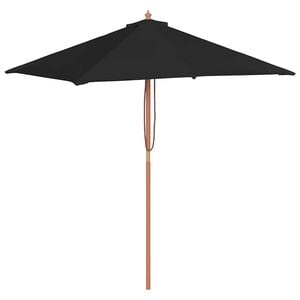 vidaXL Garden Parasol with Wooden Pole Black 150x200 cm