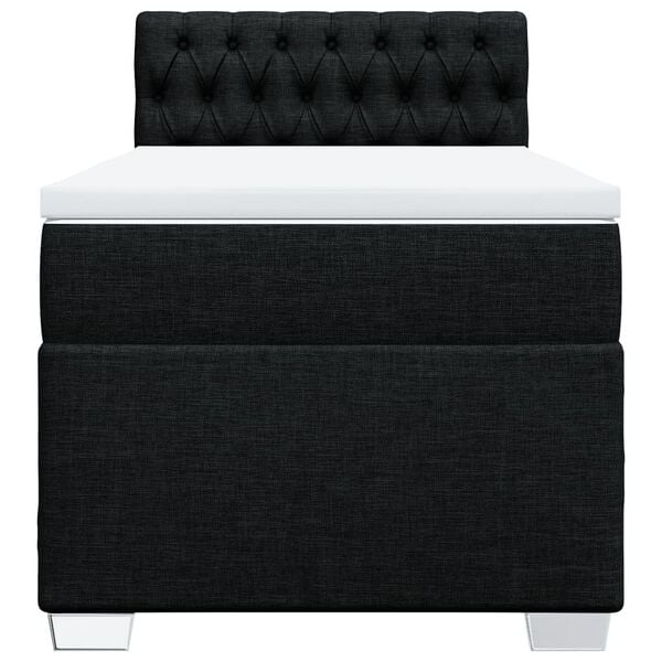 vidaXL Box Spring Bed with Mattress Black 90x200 cm Fabric