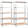 vidaXL 5-Layer Shelves 2 pcs Silver Steel&Engineered Wood