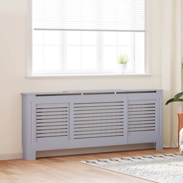 vidaXL MDF Radiator Cover Grey 205 cm