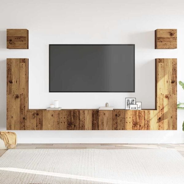 vidaXL 6 Piece TV Cabinet Set Wall-mounted Old Wood Engineered Wood