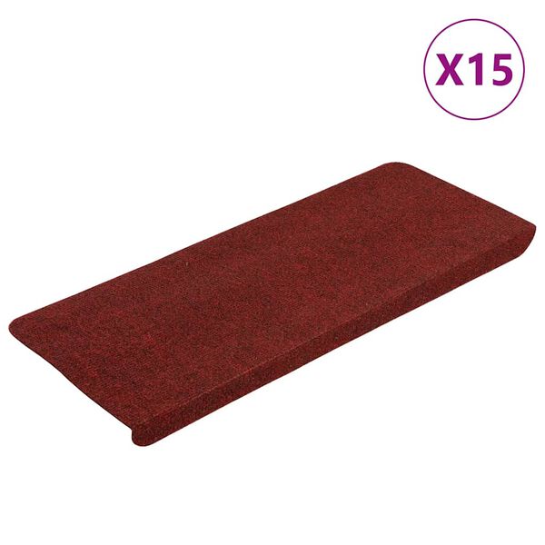 vidaXL Stair Mats Self-adhesive 15 pcs 65x24.5x3.5 cm Red