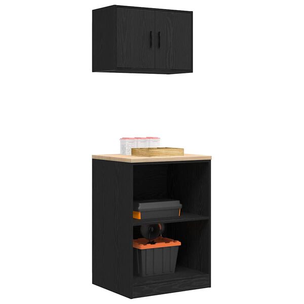 vidaXL Garage Cabinets 2 pcs Black Engineered Wood