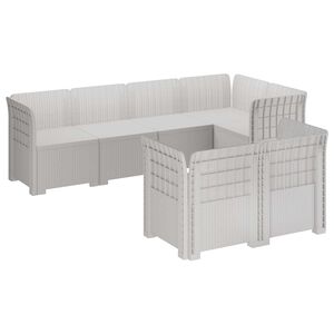 vidaXL 7-Seater Garden Sofa Rattan Look PP White