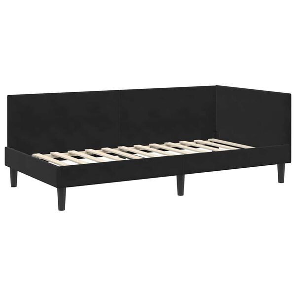 vidaXL Corner Bed Frame with Headboard Black 100 cm x 200 cm Velvet
