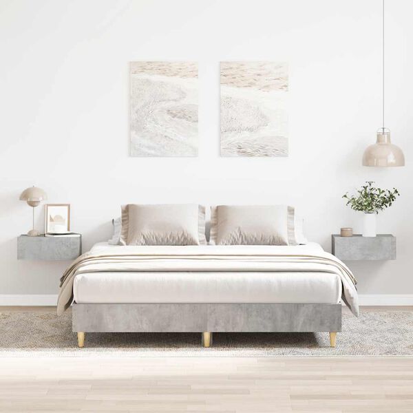 vidaXL Bed Frame No Mattress Concrete Grey 150x200 cm King Size Engineered Wood