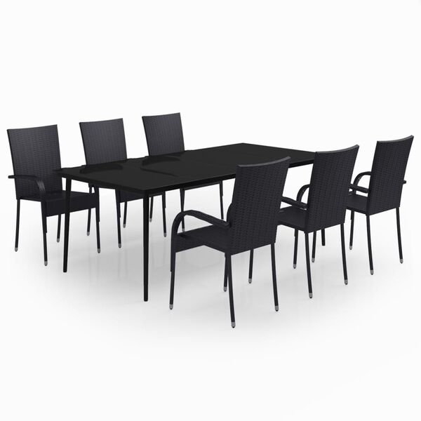 vidaXL 7 Piece Garden Dining Set Black