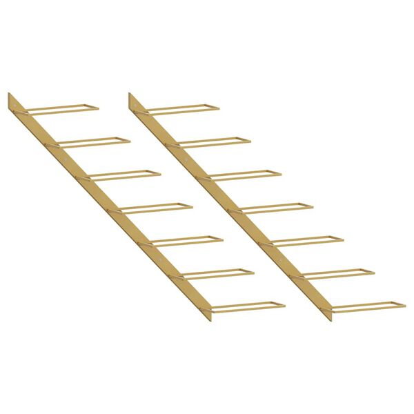 vidaXL Wall-mounted Wine Rack for 7 Bottles 2 pcs Gold Metal