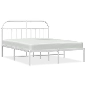 vidaXL Metal Bed Frame without Mattress with Headboard White 140x200cm