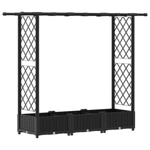 vidaXL Raised Bed with Trellis and Roof Black 164 x 40 x 121 cm PP