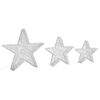 vidaXL Christmas Decoration Stars 3 pcs Silver Mesh LED Outdoor Indoor