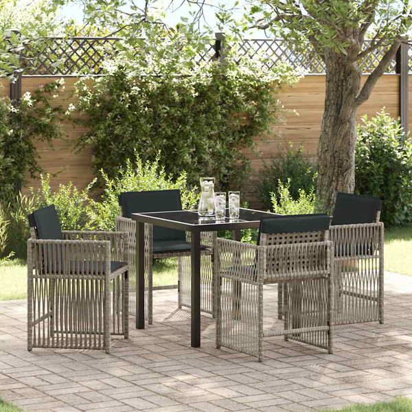 vidaXL Garden Dining Set 5 pcs Light Grey Poly Rattan
