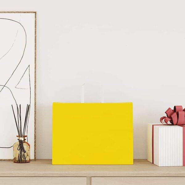 vidaXL Paper Bags 50 pcs with Handles Yellow 32x17x25 cm