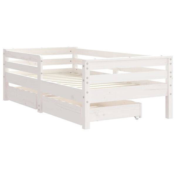 vidaXL Kids Bed Frame with Drawers White 70x140 cm Solid Wood Pine