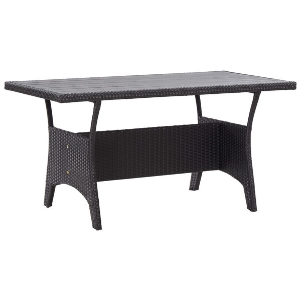 vidaXL Garden Table Black 130x70x66 cm Poly Rattan
