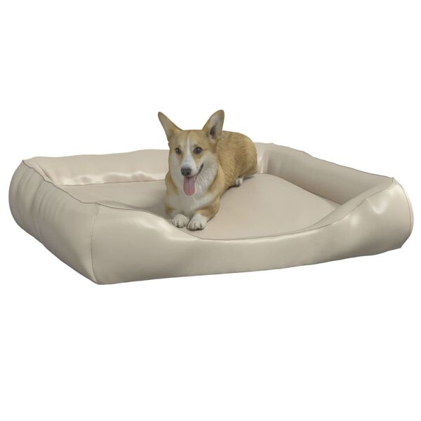 vidaXL Dog Bed Beige 105x80x25 cm Faux Leather