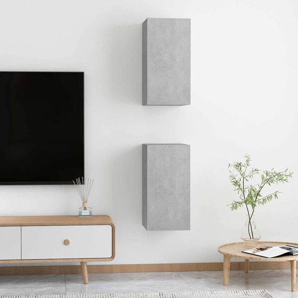 vidaXL Wall TV Cabinet 2 pcs Concrete Grey 31 x 30 x 60 cm
