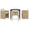 vidaXL Garden Dining Set with Cushion 5 pcs Beige Poly Rattan