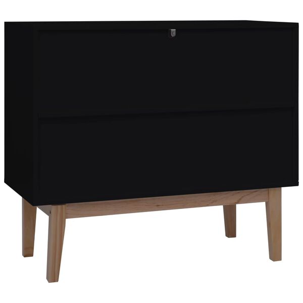 vidaXL Sideboard Black 88.5x40x80 cm MDF and Rattan