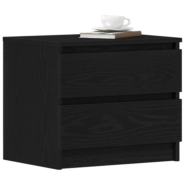 vidaXL Bedside Cabinet with Drawer 2 pcs Black Oak 50 x 40 x 43.5 cm