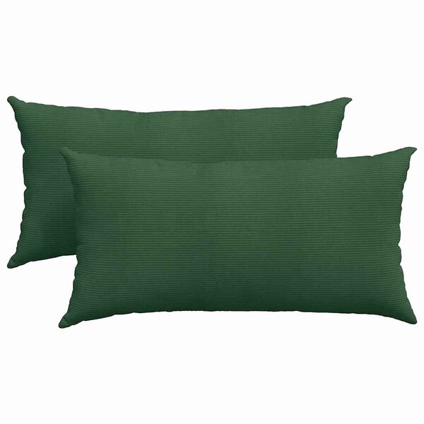 vidaXL Sofa Pillows 2 pcs Dark Green 80 x 40 cm Corduroy Fabric