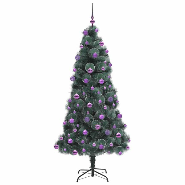 vidaXL Artificial Pre-lit Christmas Tree with Ball Set Green 210 cm