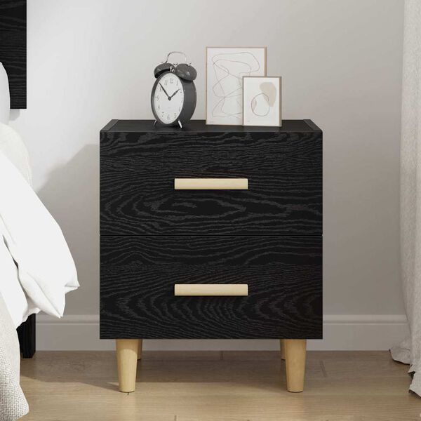 vidaXL Bed Cabinet Black oak 40 x 35 x 47.5 cm Engineered wood