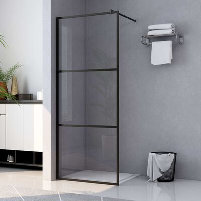 vidaXL Walk-in Shower Wall with Clear ESG Glass Black 80x195 cm