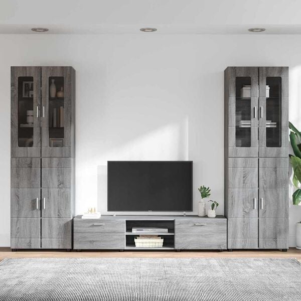 vidaXL TV Cabinet Set with Drawer FLORIN Grey Sonoma Engineered Wood