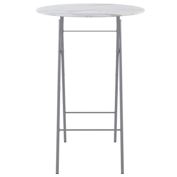 vidaXL Folding Bar Table White &Oslash;80 cm Glass with Marble Texture
