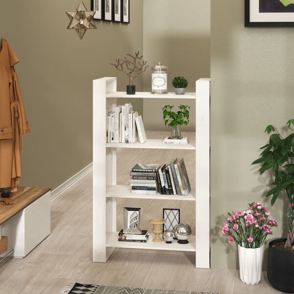 vidaXL Book Cabinet/Room Divider White 80x35x125 cm Solid Wood Pine