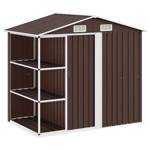 vidaXL Garden Shed with Rack Brown 205x130x183 cm Iron