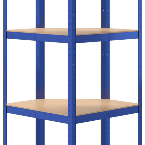 vidaXL 5-Layer Corner Shelf Blue Steel&Engineered Wood