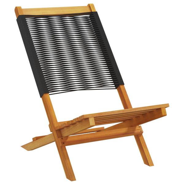 vidaXL Garden Chairs 2 pcs Black Solid Wood Acacia and Polypropylene