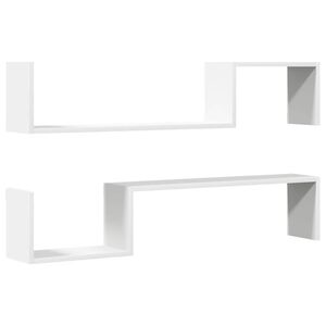 vidaXL Wall Shelf 2 pcs White 100x15x20 cm Engineered Wood