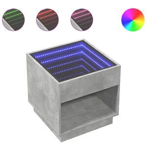 vidaXL Coffee Table with Infinity LED Concrete Grey 50x50x50 cm
