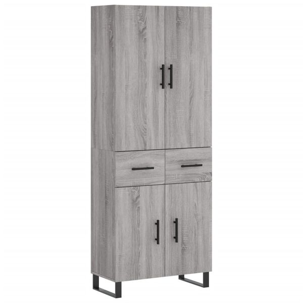 vidaXL Highboard Grey Sonoma 69.5x34x180 cm Engineered Wood