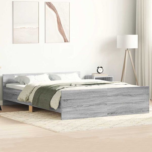 vidaXL Bed Frame without Mattress Grey Sonoma 135x190 cm Double