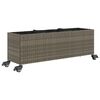vidaXL Garden Planter with Wheels and 3 Pots Grey 107x32x38 cm Poly Rattan