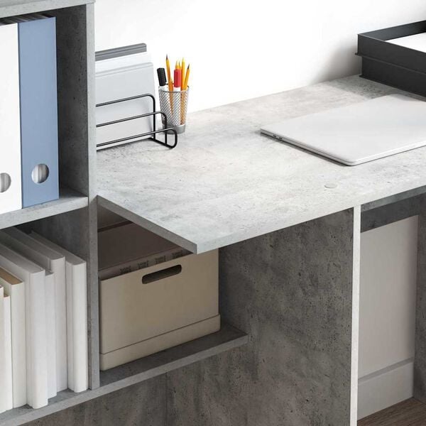 vidaXL Desk Concrete Grey 131.5 x 50 x 106.5 cm Engineered Wood