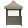 vidaXL Foldable Party Tent Pop-Up with 2 Sidewalls Taupe