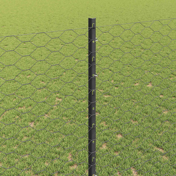 vidaXL Fence with Post Grey 1.4 x 10 m Steel and PVC