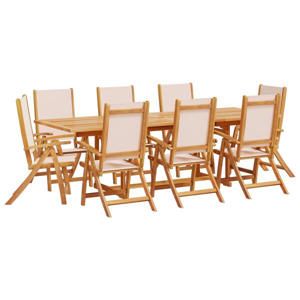 vidaXL 9 Piece Garden Dining Set Solid Wood Acacia and Textilene
