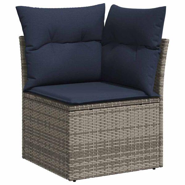 vidaXL 10 Piece Garden Sofa Set with Cushions Grey Poly Rattan Acacia
