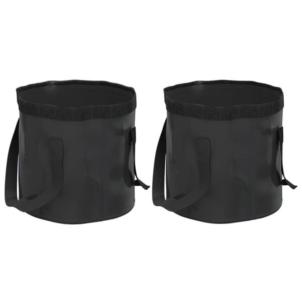 vidaXL Folding Buckets 2 pcs Black 20 L PVC