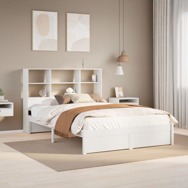 vidaXL Bookcase Bed without Mattress White 120x200cm Solid Wood Pine